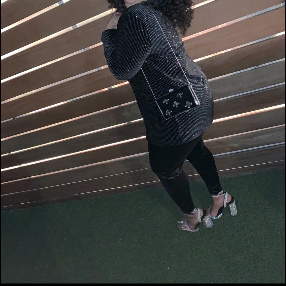 Black Velvet blazer with silver pinstripes